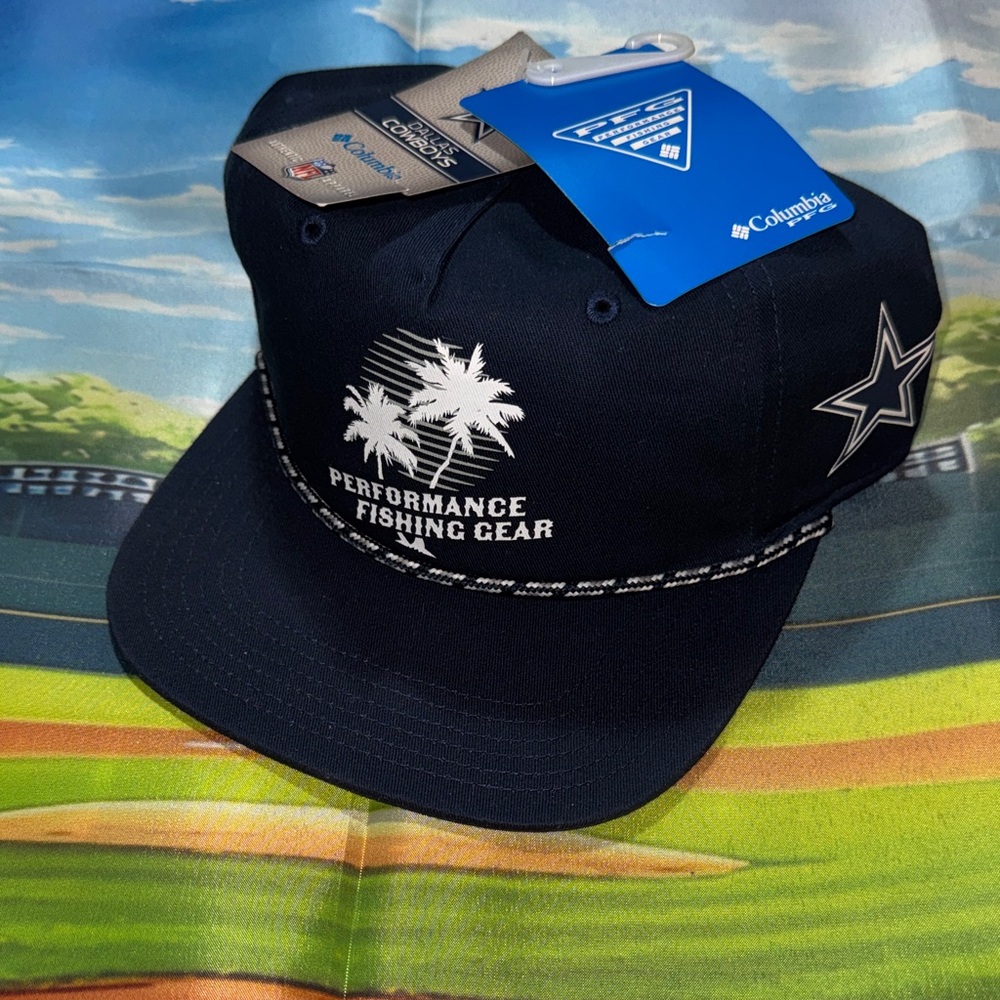 Columbia/Dallas Cowboys Navy and White Performance Fishing Gear Rope-Trim Hat